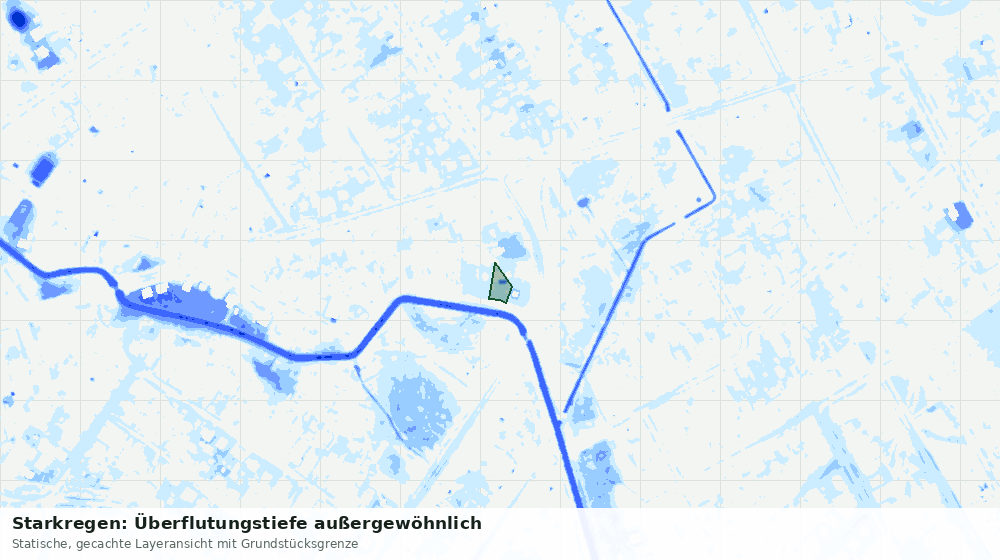 Statische Kartenansicht: Starkregen: Überflutungstiefe außergewöhnlich
