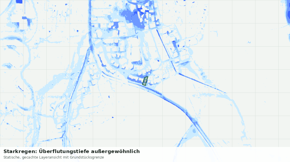 Statische Kartenansicht: Starkregen: Überflutungstiefe außergewöhnlich