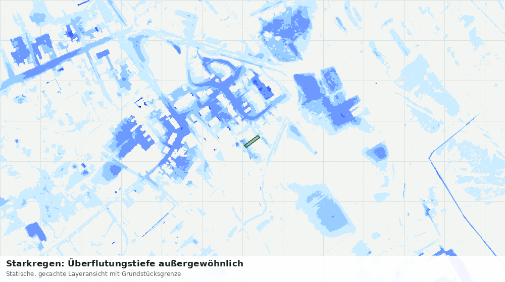Statische Kartenansicht: Starkregen: Überflutungstiefe außergewöhnlich