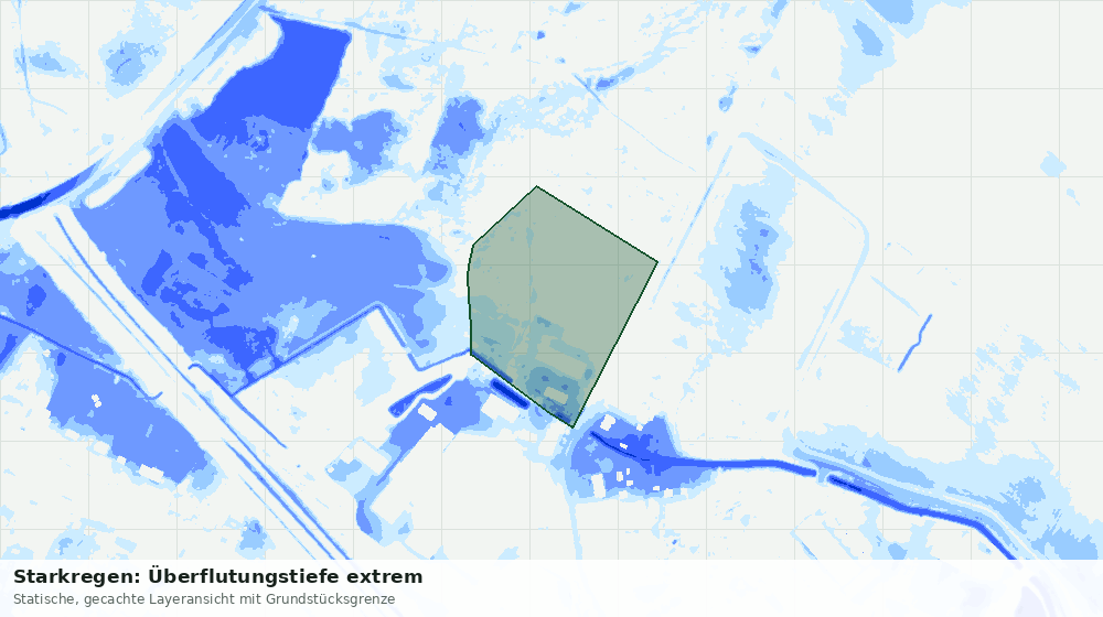 Statische Kartenansicht: Starkregen: Überflutungstiefe extrem