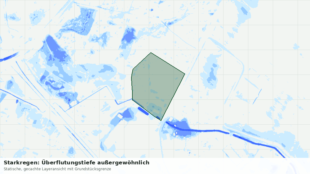 Statische Kartenansicht: Starkregen: Überflutungstiefe außergewöhnlich
