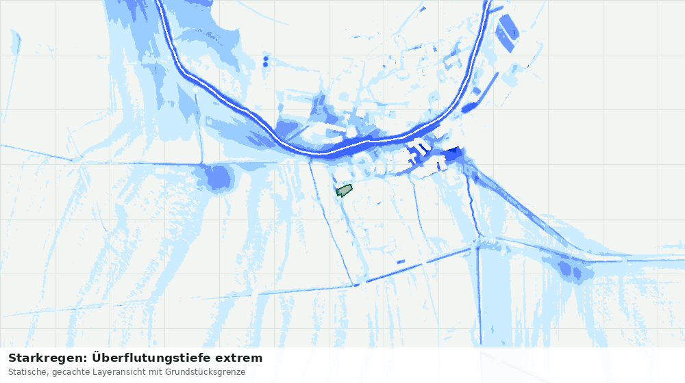 Statische Kartenansicht: Starkregen: Überflutungstiefe extrem