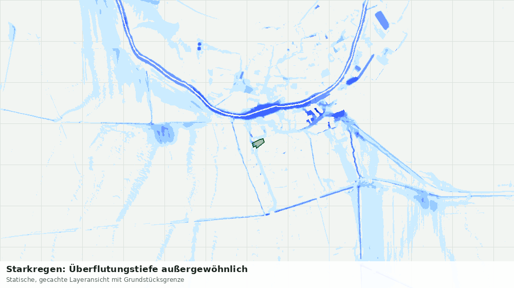 Statische Kartenansicht: Starkregen: Überflutungstiefe außergewöhnlich
