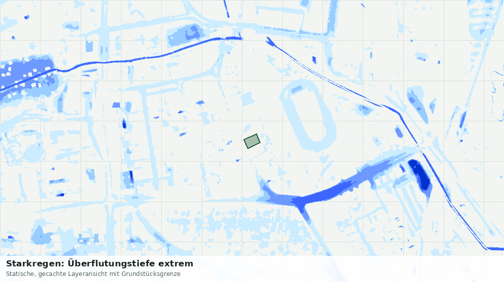 Statische Kartenansicht: Starkregen: Überflutungstiefe extrem
