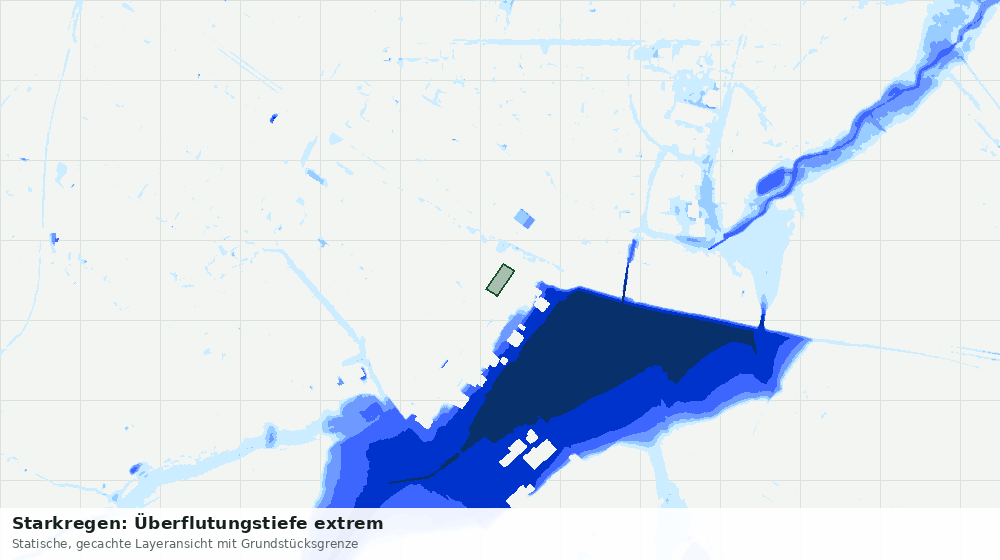 Statische Kartenansicht: Starkregen: Überflutungstiefe extrem