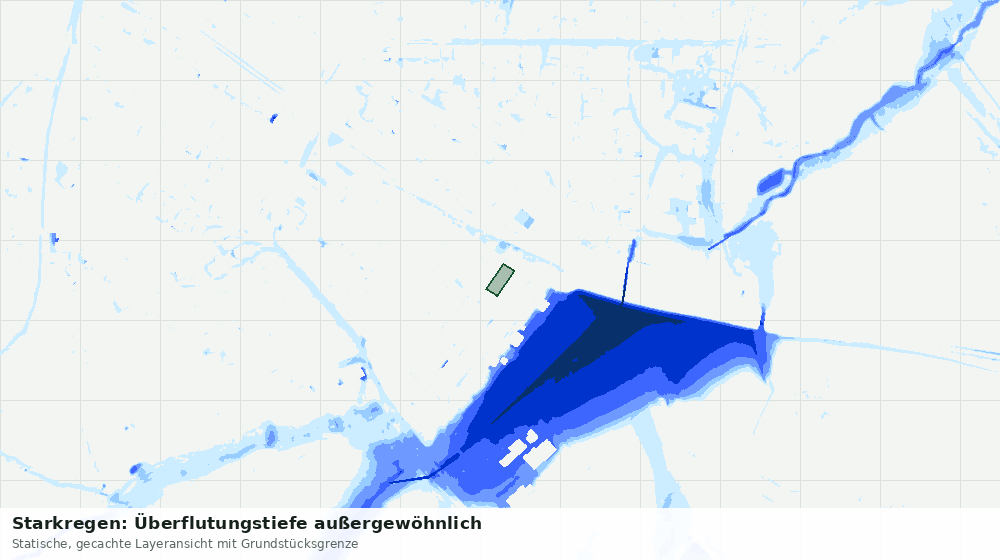 Statische Kartenansicht: Starkregen: Überflutungstiefe außergewöhnlich