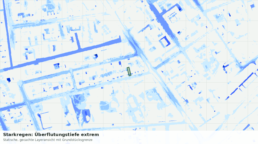 Statische Kartenansicht: Starkregen: Überflutungstiefe extrem