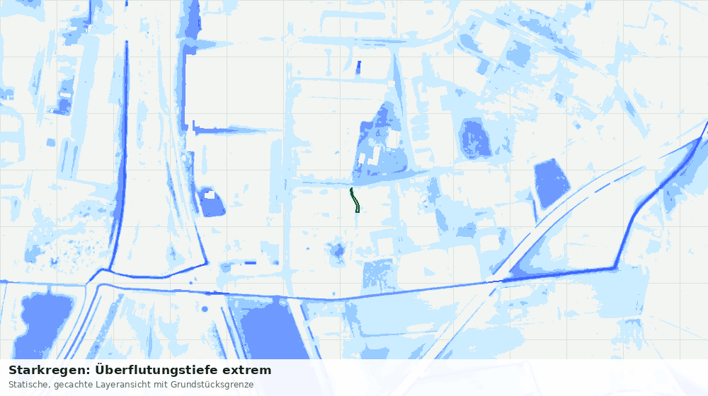 Statische Kartenansicht: Starkregen: Überflutungstiefe extrem