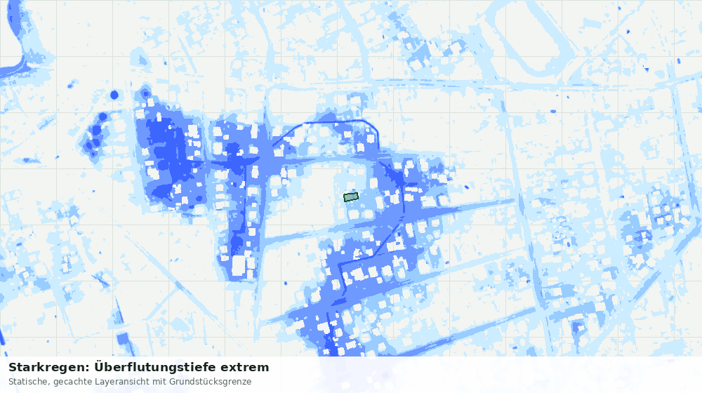 Statische Kartenansicht: Starkregen: Überflutungstiefe extrem