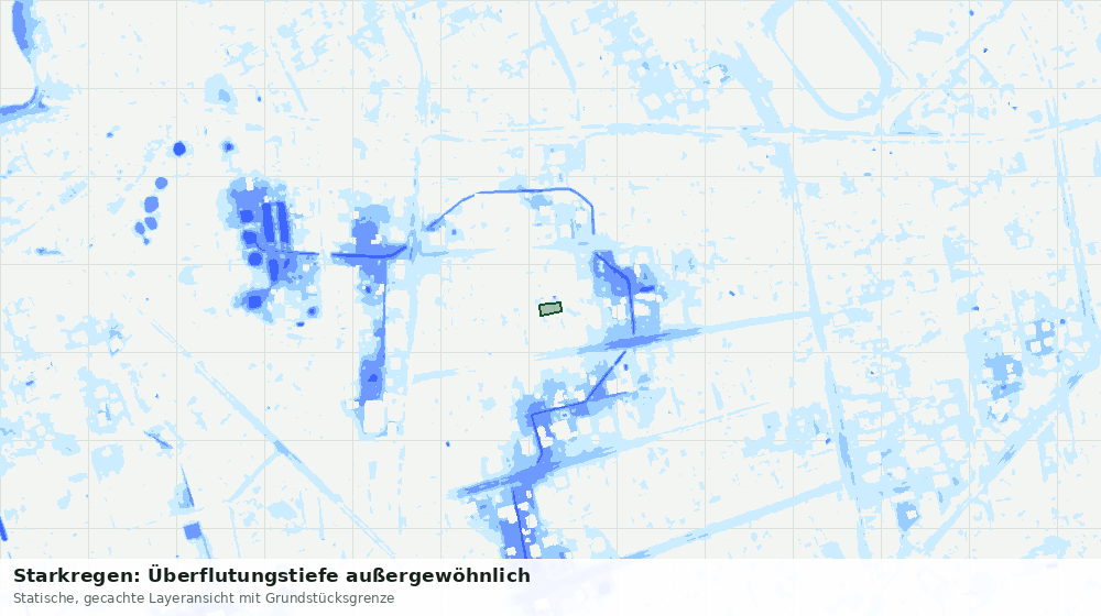 Statische Kartenansicht: Starkregen: Überflutungstiefe außergewöhnlich
