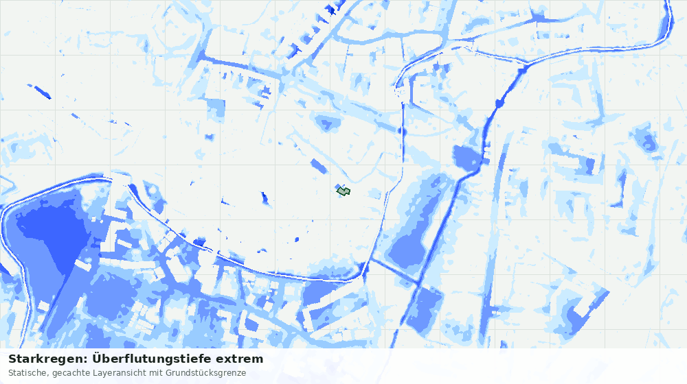 Statische Kartenansicht: Starkregen: Überflutungstiefe extrem