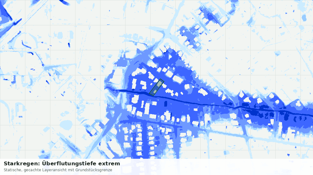 Statische Kartenansicht: Starkregen: Überflutungstiefe extrem