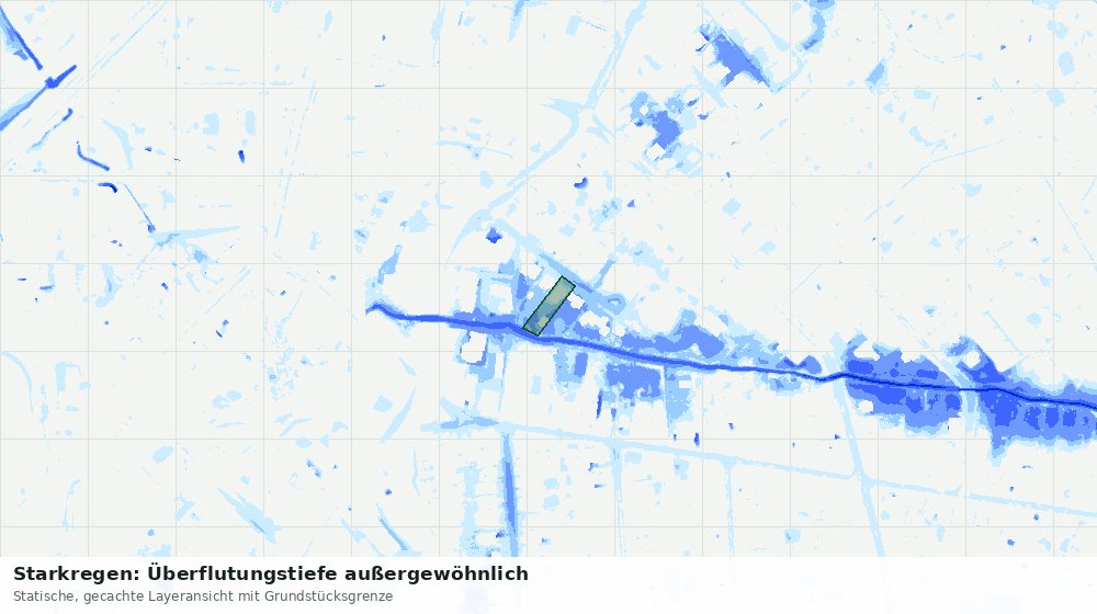 Statische Kartenansicht: Starkregen: Überflutungstiefe außergewöhnlich