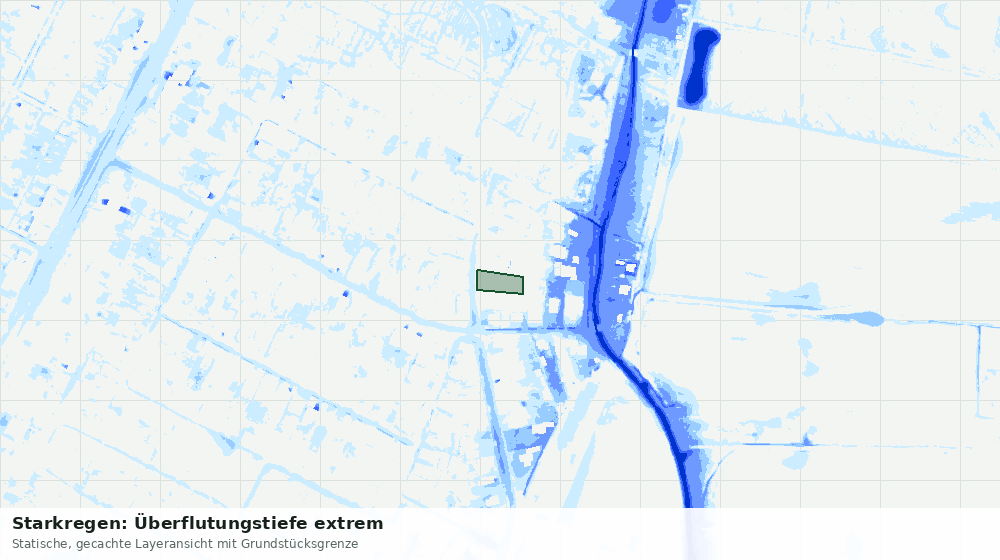 Statische Kartenansicht: Starkregen: Überflutungstiefe extrem
