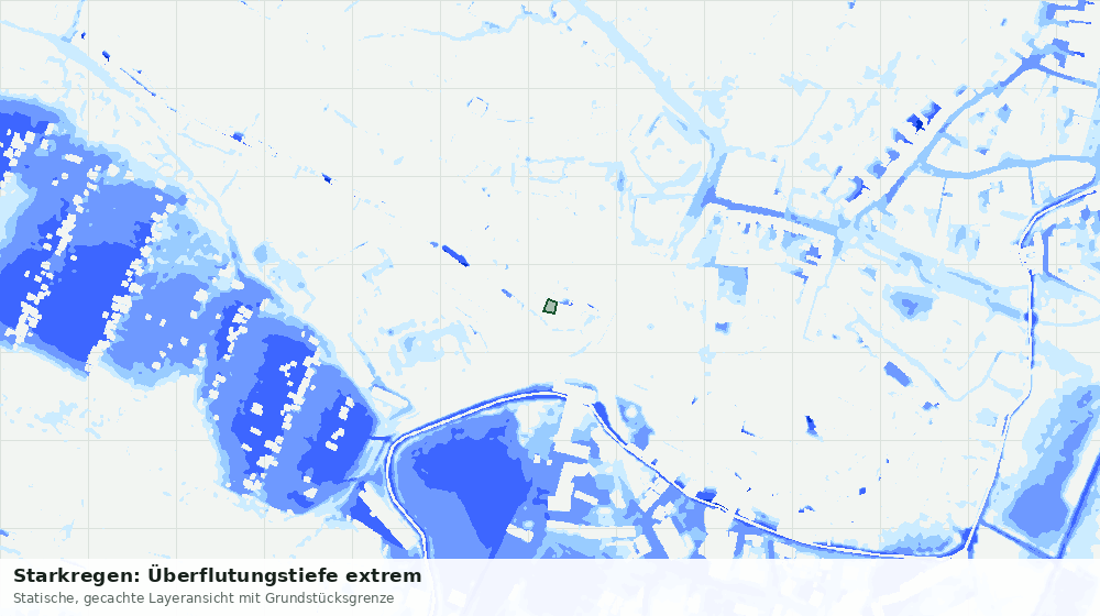 Statische Kartenansicht: Starkregen: Überflutungstiefe extrem