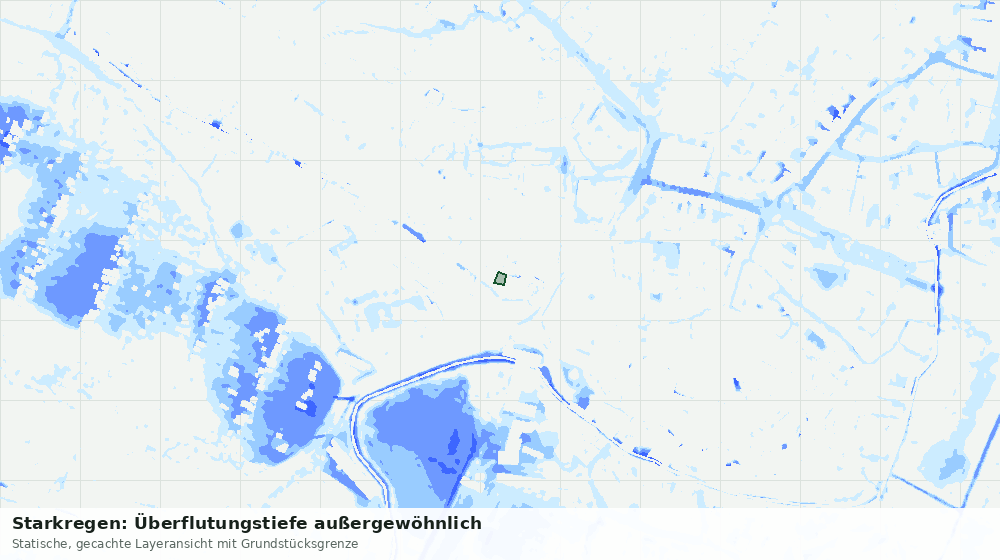 Statische Kartenansicht: Starkregen: Überflutungstiefe außergewöhnlich