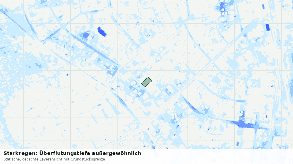 Statische Kartenansicht: Starkregen: Überflutungstiefe außergewöhnlich