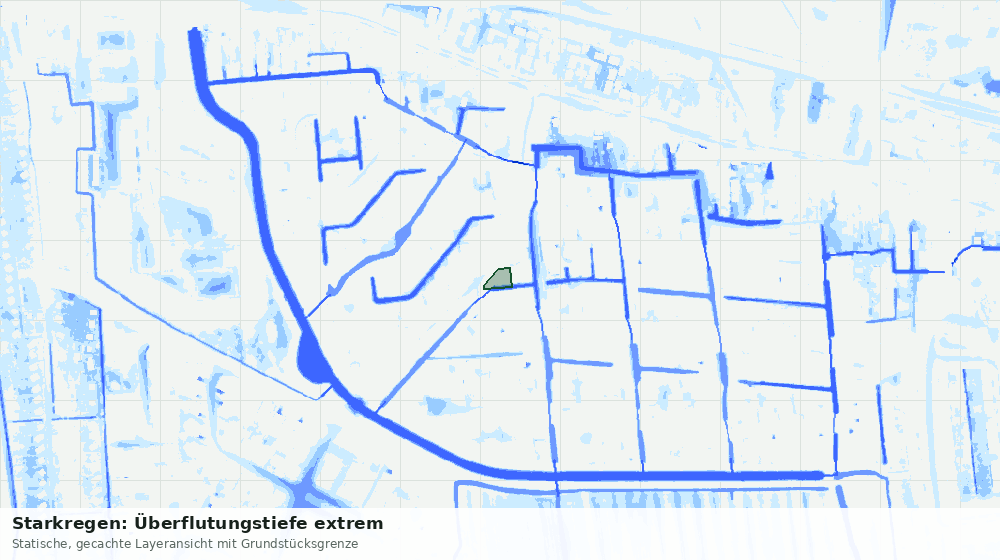 Statische Kartenansicht: Starkregen: Überflutungstiefe extrem