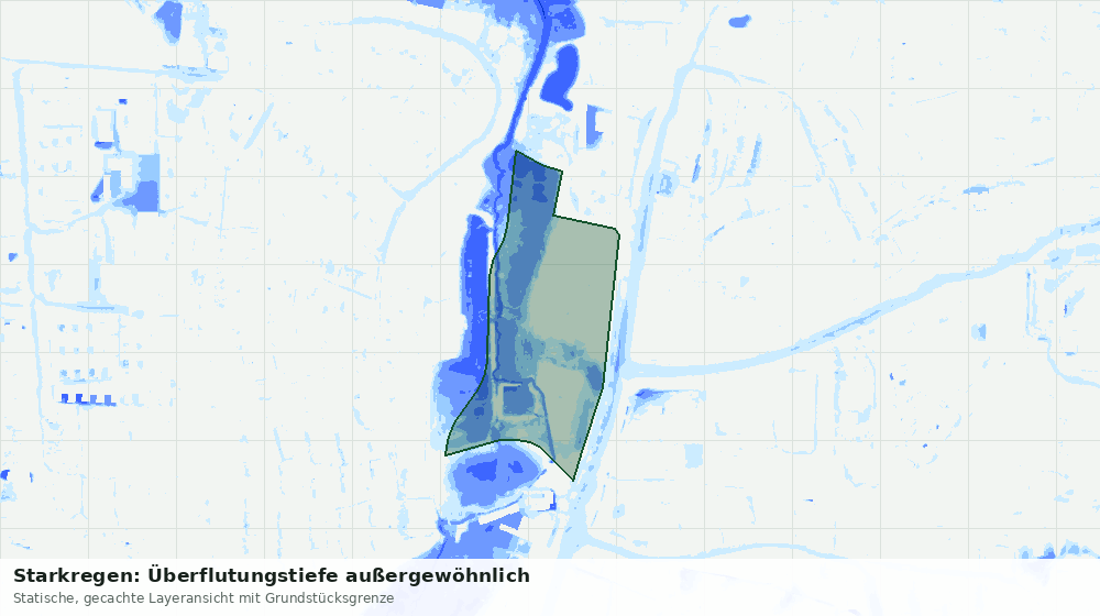 Statische Kartenansicht: Starkregen: Überflutungstiefe außergewöhnlich