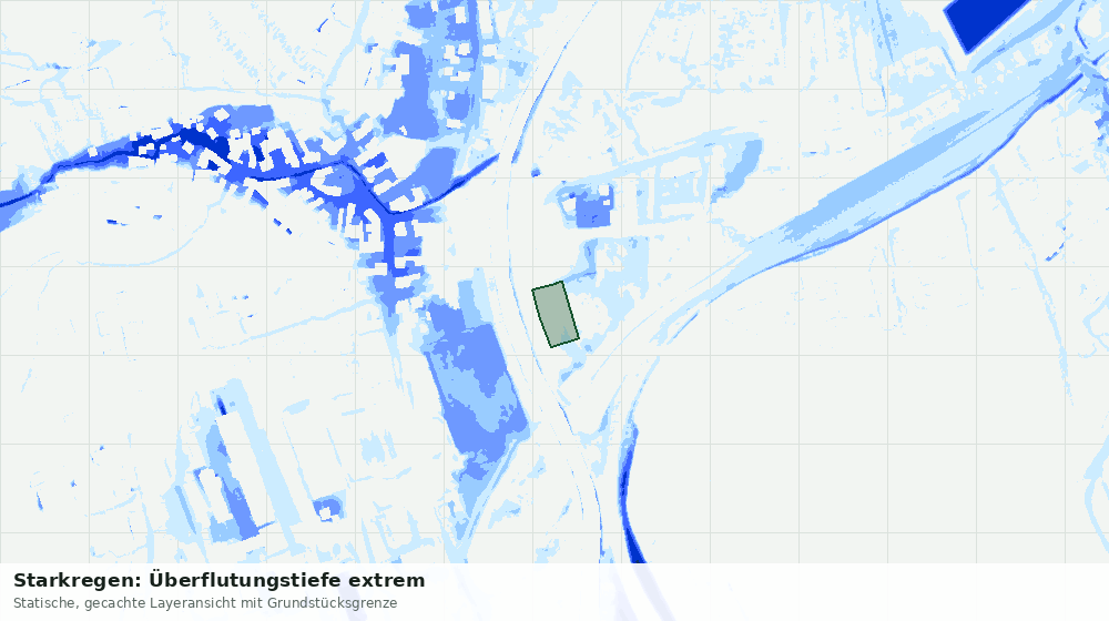 Statische Kartenansicht: Starkregen: Überflutungstiefe extrem