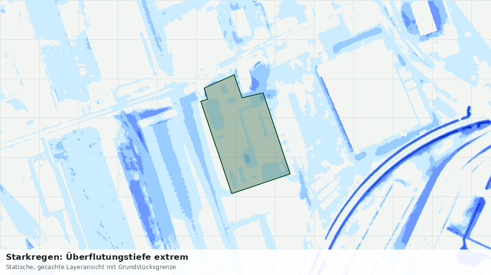 Statische Kartenansicht: Starkregen: Überflutungstiefe extrem