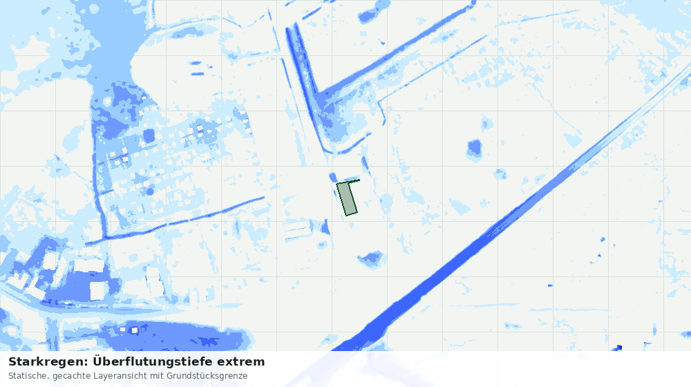 Statische Kartenansicht: Starkregen: Überflutungstiefe extrem