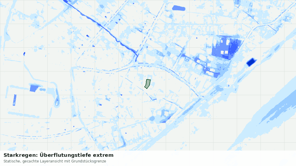 Statische Kartenansicht: Starkregen: Überflutungstiefe extrem