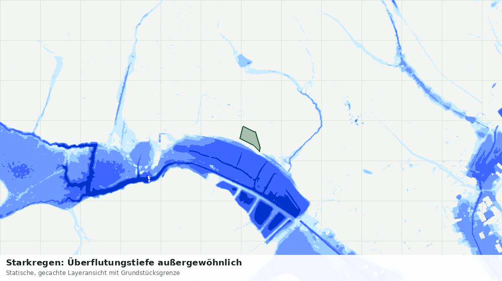 Statische Kartenansicht: Starkregen: Überflutungstiefe außergewöhnlich