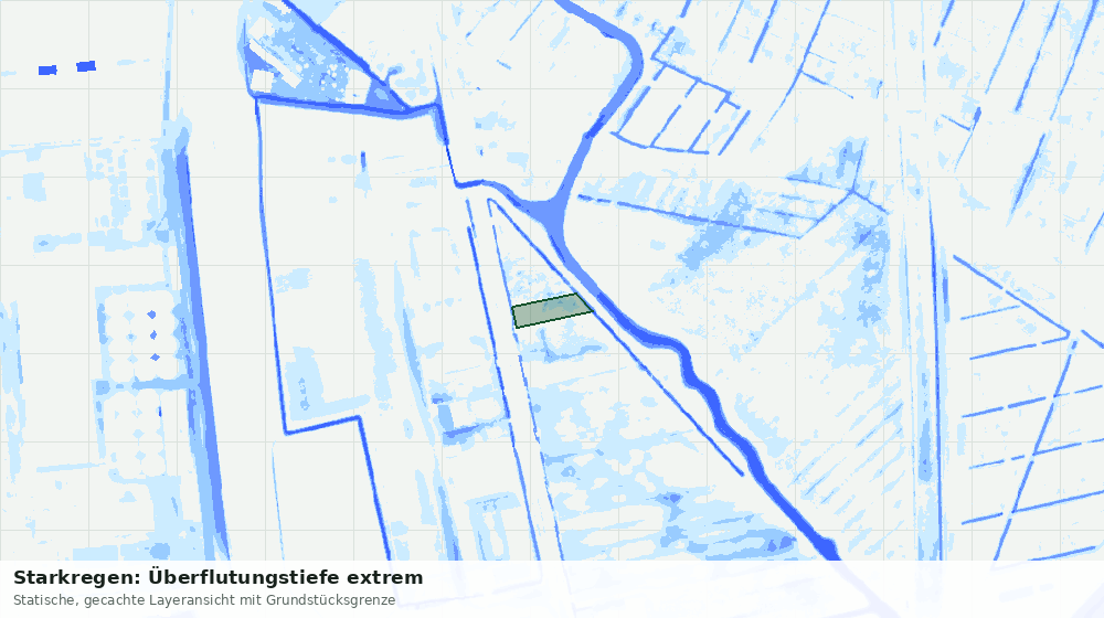Statische Kartenansicht: Starkregen: Überflutungstiefe extrem