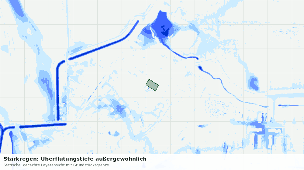 Statische Kartenansicht: Starkregen: Überflutungstiefe außergewöhnlich