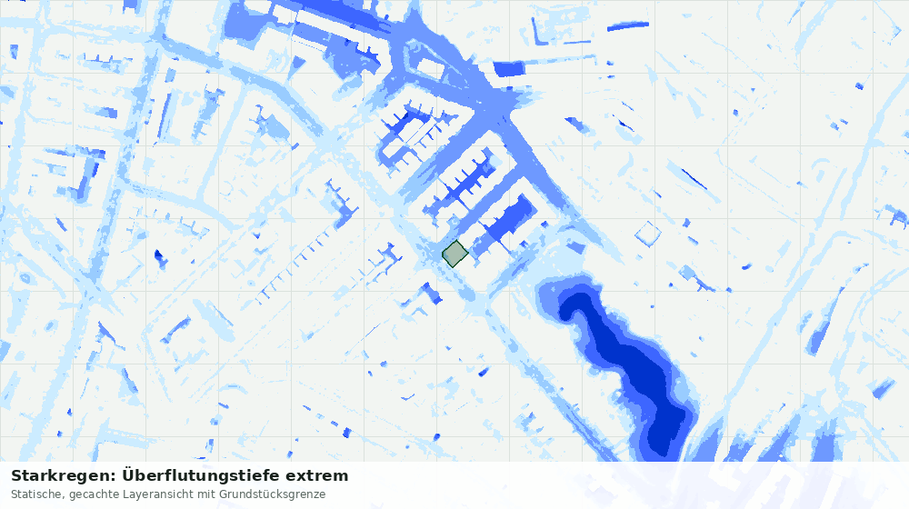 Statische Kartenansicht: Starkregen: Überflutungstiefe extrem
