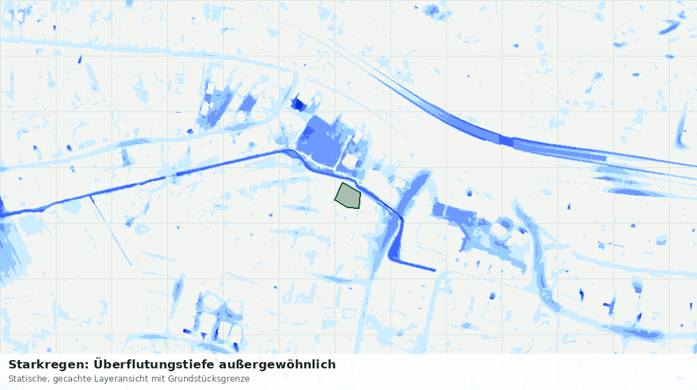 Statische Kartenansicht: Starkregen: Überflutungstiefe außergewöhnlich