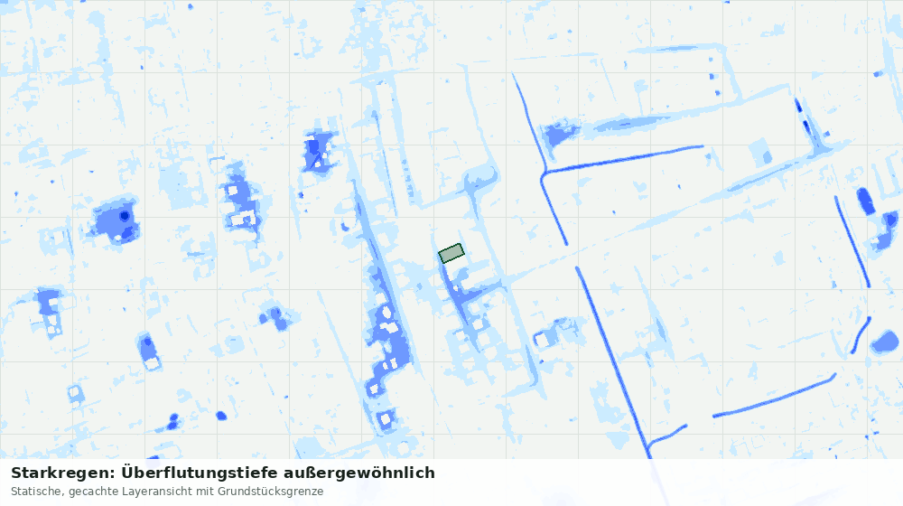 Statische Kartenansicht: Starkregen: Überflutungstiefe außergewöhnlich