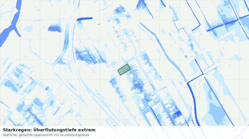 Statische Kartenansicht: Starkregen: Überflutungstiefe extrem