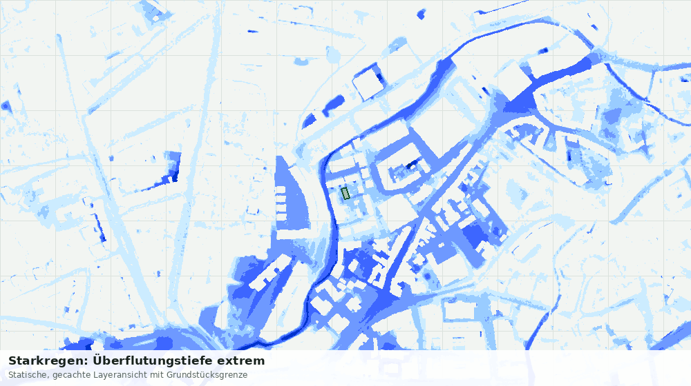 Statische Kartenansicht: Starkregen: Überflutungstiefe extrem