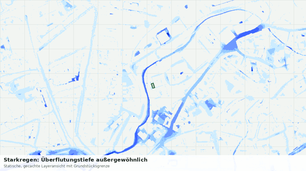 Statische Kartenansicht: Starkregen: Überflutungstiefe außergewöhnlich