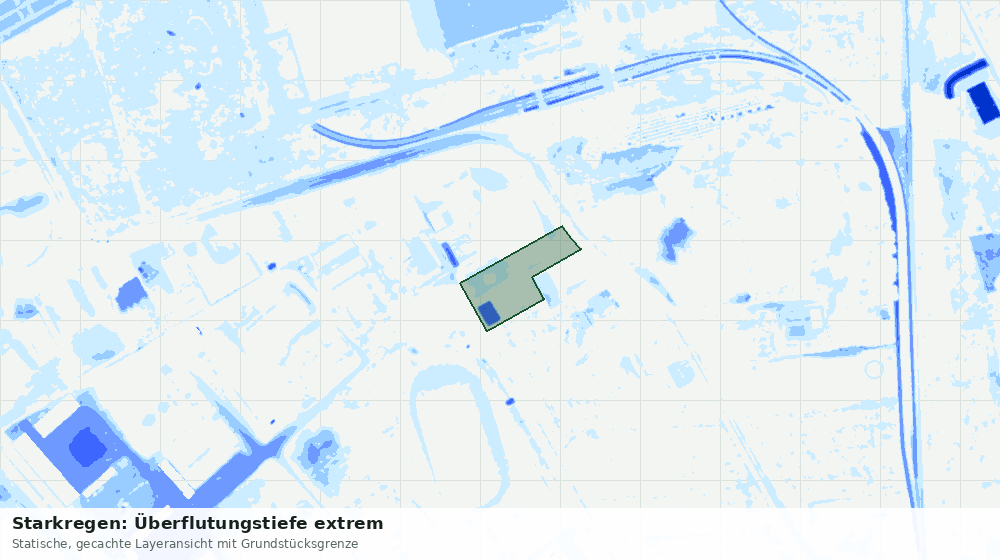 Statische Kartenansicht: Starkregen: Überflutungstiefe extrem
