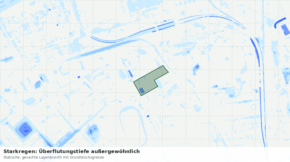 Statische Kartenansicht: Starkregen: Überflutungstiefe außergewöhnlich