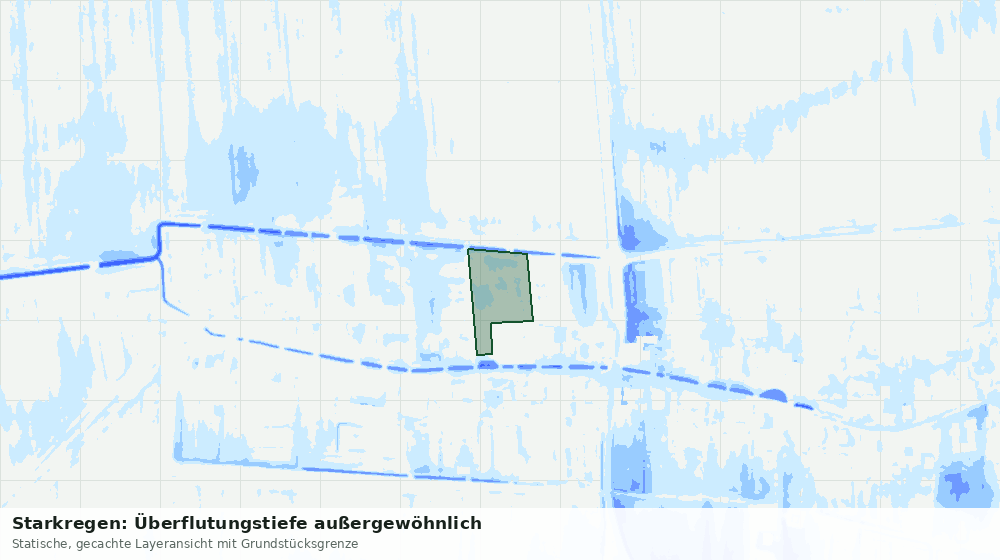 Statische Kartenansicht: Starkregen: Überflutungstiefe außergewöhnlich