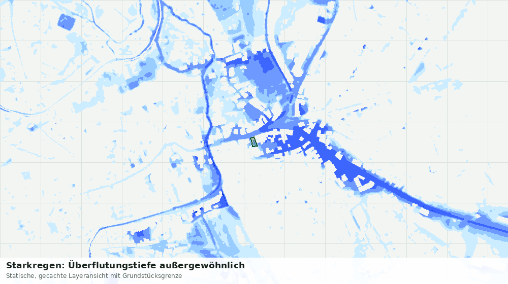 Statische Kartenansicht: Starkregen: Überflutungstiefe außergewöhnlich