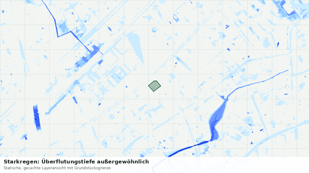 Statische Kartenansicht: Starkregen: Überflutungstiefe außergewöhnlich