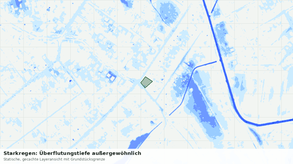 Statische Kartenansicht: Starkregen: Überflutungstiefe außergewöhnlich