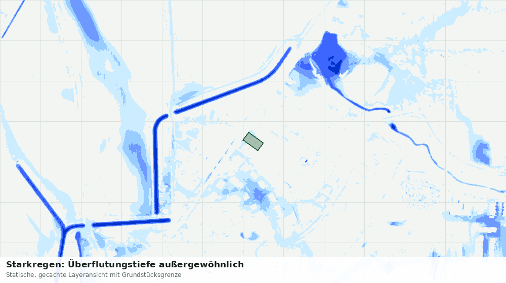 Statische Kartenansicht: Starkregen: Überflutungstiefe außergewöhnlich