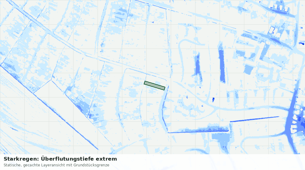Statische Kartenansicht: Starkregen: Überflutungstiefe extrem