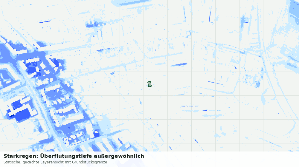 Statische Kartenansicht: Starkregen: Überflutungstiefe außergewöhnlich