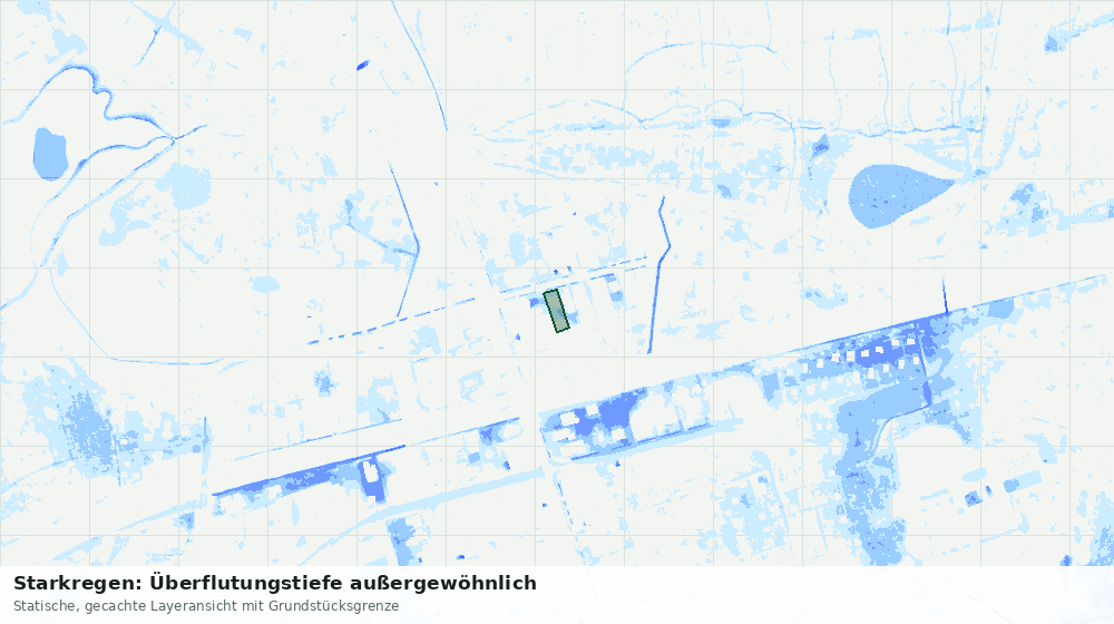Statische Kartenansicht: Starkregen: Überflutungstiefe außergewöhnlich
