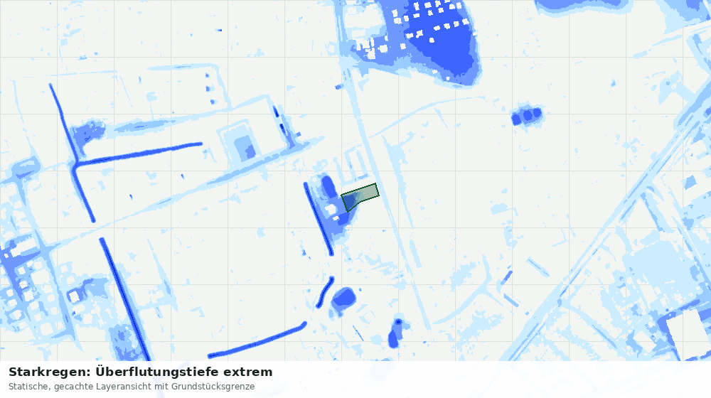Statische Kartenansicht: Starkregen: Überflutungstiefe extrem