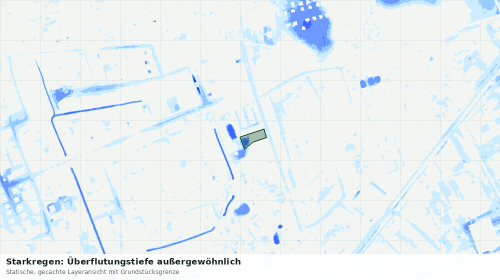 Statische Kartenansicht: Starkregen: Überflutungstiefe außergewöhnlich