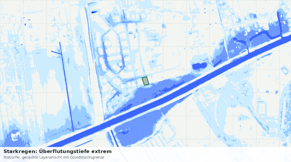 Statische Kartenansicht: Starkregen: Überflutungstiefe extrem
