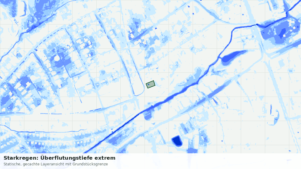 Statische Kartenansicht: Starkregen: Überflutungstiefe extrem